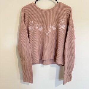 Kendall & Kylie Ribbed Crop Sweater | Dusty Rose Knit